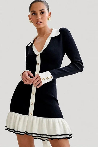 Elegant Lace-Up A-Line Mini Dress