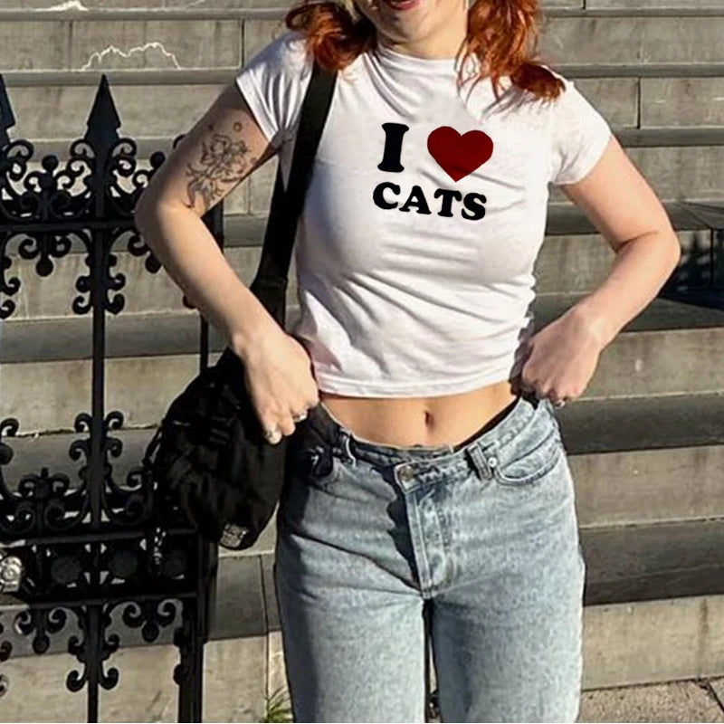 New printed T-shirt, fashionable casual short sleeved top, Y2K summer sexy electronic girl T-shirt, women’s clothing