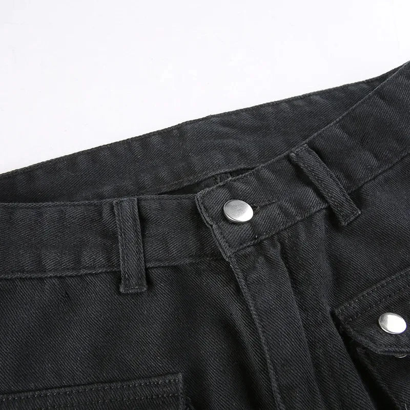 Metal Button Straight Leg Pants