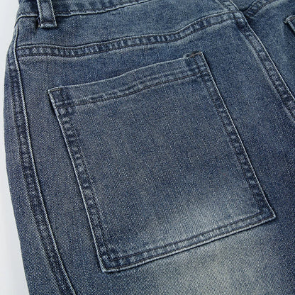 Y2K Low Waisted Washed Flare Jeans Korean Streetwear Blue Slim Fit Denim Pants Fashion Lady Casual Boot Cut Trousers