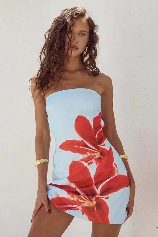 Strapless Sleeveless Slim Fit Mini Dress