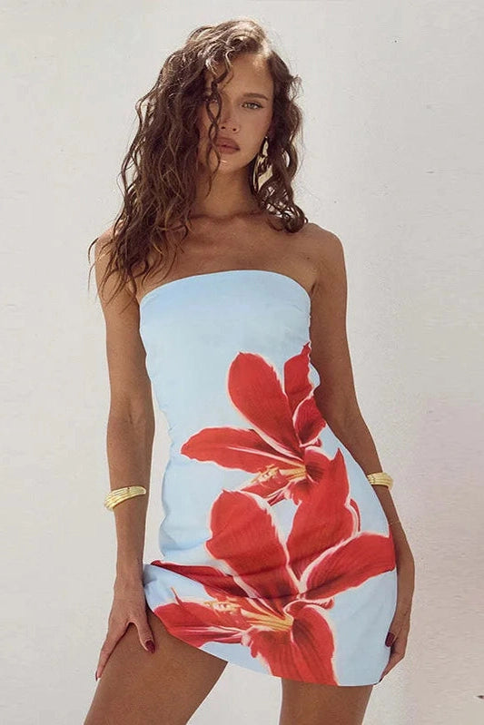 Strapless Sleeveless Slim Fit Mini Dress