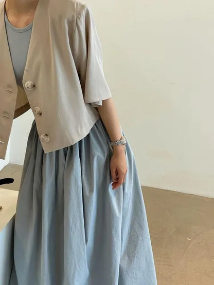 Women Elegant Long Dress Summer Sleeveless Korean Chic Dresses Ladies Vintage A Line Casual Long Robe Vestidos