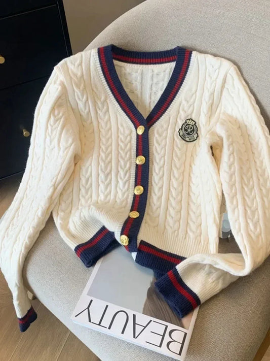 Fashion Knitted Cardigan Women V-Neck Pullover Warm Knitwear Jumper Clothes Casual Sweater Autumn Winter Kpop 2000s Aesthetic
