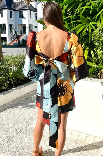 O Neck Long Sleeve Mini Dress