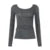 Women Long Sleeve Knitted Top Backless Lace-up Fashion Korean Side Split Fitted Tee Shirt Autumn Outfits Streetwear