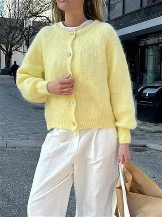 Loose Casual Sweater Cardigan Coat For Women Long Sleeve Cropped Solid Autumn Clothes Top Knitwear Women’s Outwear
