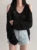 Korean Dongdaemun Off Shoulder Long Sleeve Sweater V-Neck Oversize Pullover Elegant Youth Sexy Knitwear
