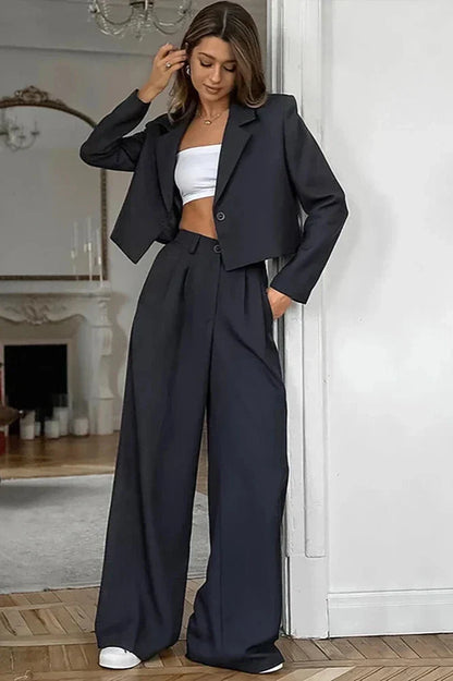 Conjunto de pantalones de oficina lisos de otoño e invierno