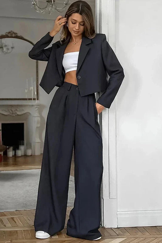 Conjunto de pantalones de oficina lisos de otoño e invierno