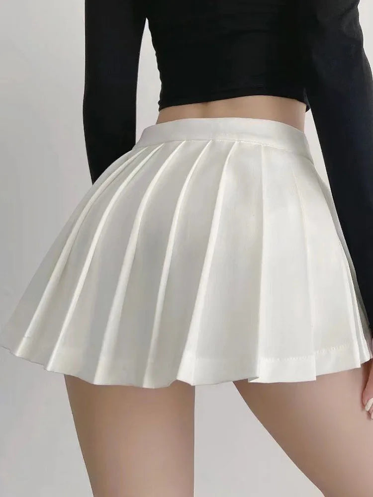 Sexy Pleated Skirts Women Korean High Waist Mini Skirts JK Preppy Summer Fashion White Black Gyaru Tennis Extreme Skirt
