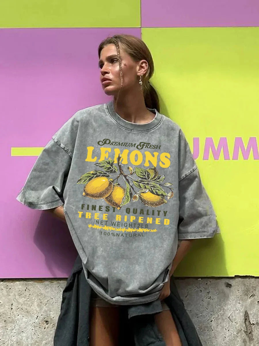 Fresh Lemon Washed Hip Hop T-shirt
