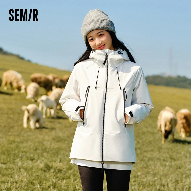 Down Jacket Women Three-Defense Rainproof Windproof Moisture Permeable Three-in-One  New Winter Two-Piece Down Jacket