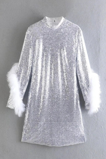 Elegant Slim Fit Mini Dress with Long Sleeves