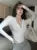 Sexy Long Sleeve Bodysuit Women Basic Bodycon V Neck T Shirt Solid Color Playsuit Ladies Korean Fashion New