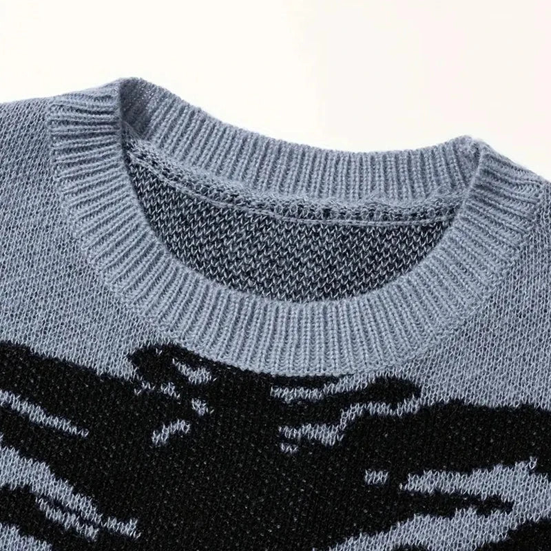 Europe and the United States street hip-hop sweater street loose skull knit long-sleeved sweater