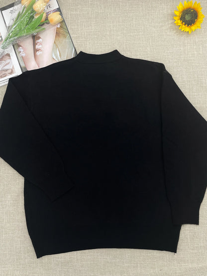 temperament commuter style pullover sweater for women’s autumn and winter new loose all-match crew-neck knitwear