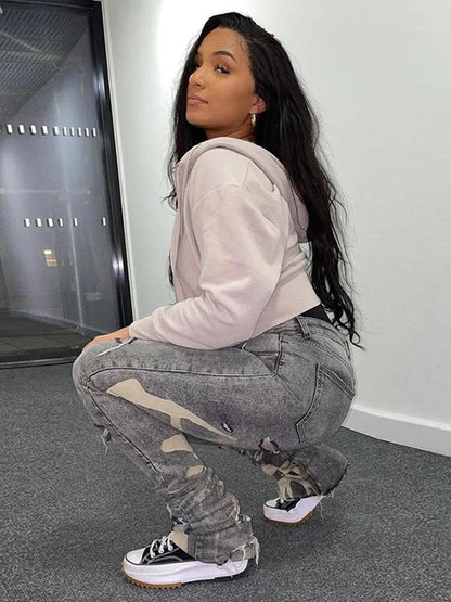 Vaqueros rotos de moda para mujer con agujeros y diseño de salpicaduras | Ideales para días informales