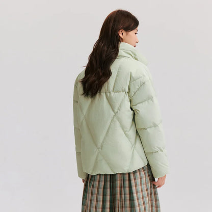 Down Jacket Women Chinese Style Disk Button Gentle Series Sweet  New Winter Stand Collar Loose Texture Thick Coat