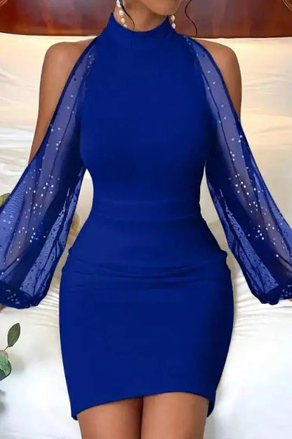 Mesh Sequin Bodycon Mini Dress