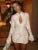 Lace Hollow Out Long Sleeve Sexy Mini Dress For Women Fashion Half High Collar Bodycon Club Party Dress Elegant Dresses