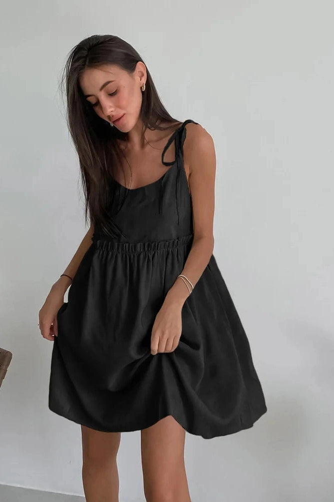 Lace-Up Spaghetti Strap A-Line Mini Dress