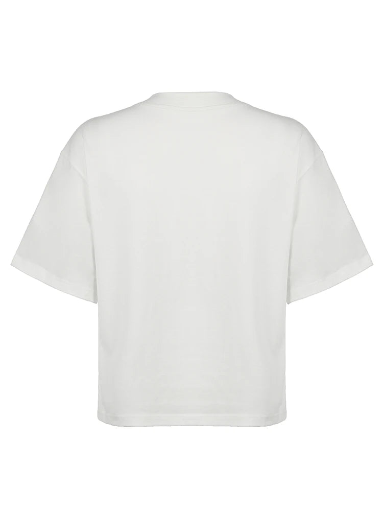 Digital Print Casual Loose White T Shirts For Women V Neck Short Sleeve Preppy Streetwear Summer Top Tees Football Jersey