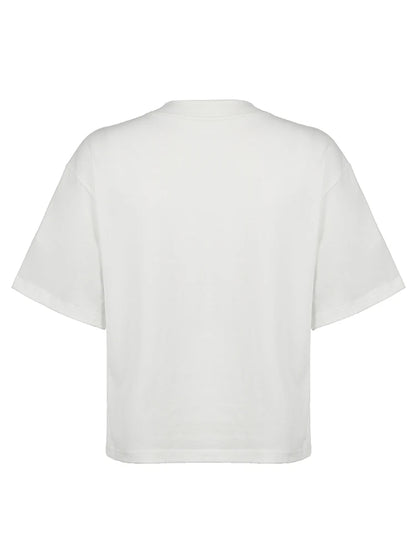 Digital Print Casual Loose White T Shirts For Women V Neck Short Sleeve Preppy Streetwear Summer Top Tees Football Jersey