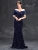 Line neck pleated tint sequin velvet fishtail Dress Evening Gown Ball dress Party dress Bridesmaid dress