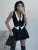 Summer Sexy 2 Piece-Set Skirt Female 2025 V-Neck Sleeveless Vestidos And High Waist Pleated Skirts Sets Women’s Clothes