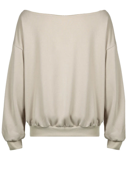 Figure Print Casual Loose Sweatshirts Women  Autumn WInter New Fashion Off Shoulder Slash Neck Streetwear Pullovers