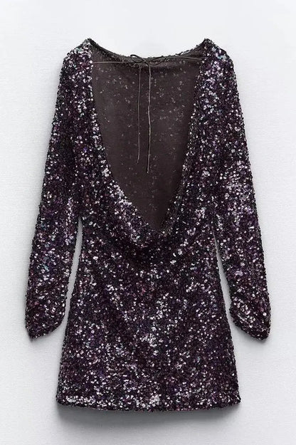 Sequin Backless Mini Dress