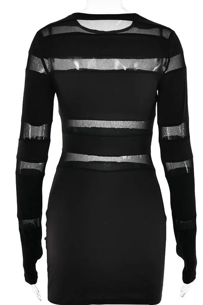 Patchwork Mini Dress with Long Sleejsons