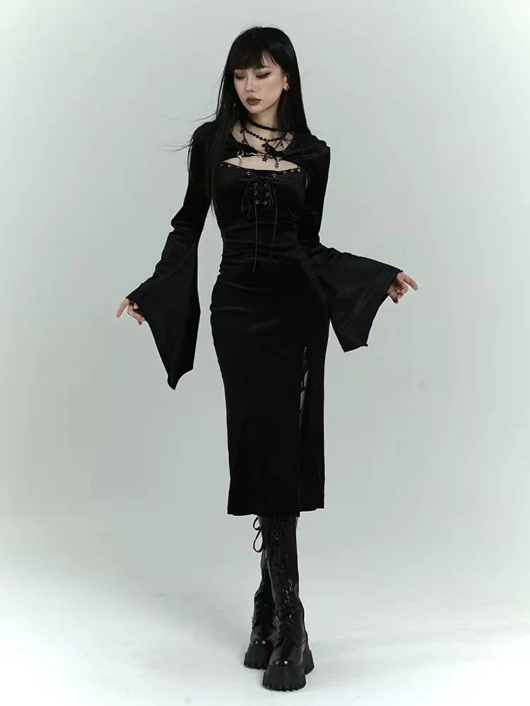 Black Slim Fit Midi Dress