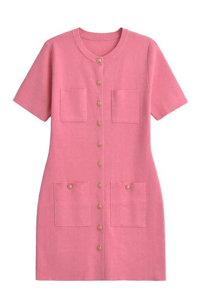 Slim Fit Patchwork Short Sleeve Mini Dress