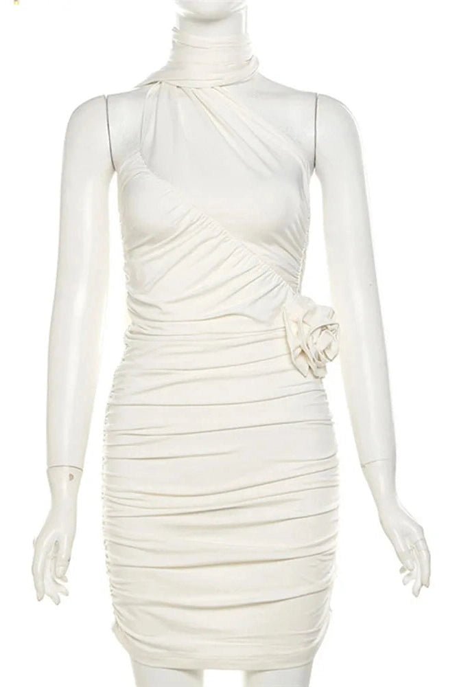 One Shoulder Sleeveless Mini Dress