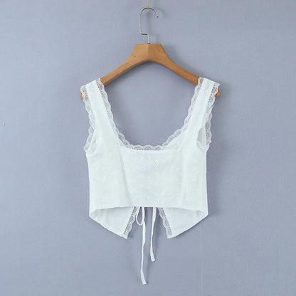 white lace crop tops casual lace tank top for cute tops front tie corset top korean streetwear y2k
