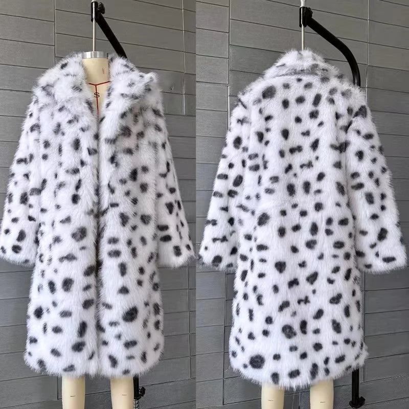 Luxury Brand Fluffy Furry Leopard Faux Fur Coats Women  Winter Long Belted Overcoats Fashion Ladies Fox Fur Coats Outerwear