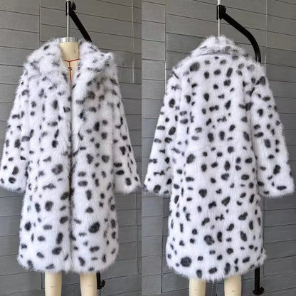 Luxury Brand Fluffy Furry Leopard Faux Fur Coats Women  Winter Long Belted Overcoats Fashion Ladies Fox Fur Coats Outerwear