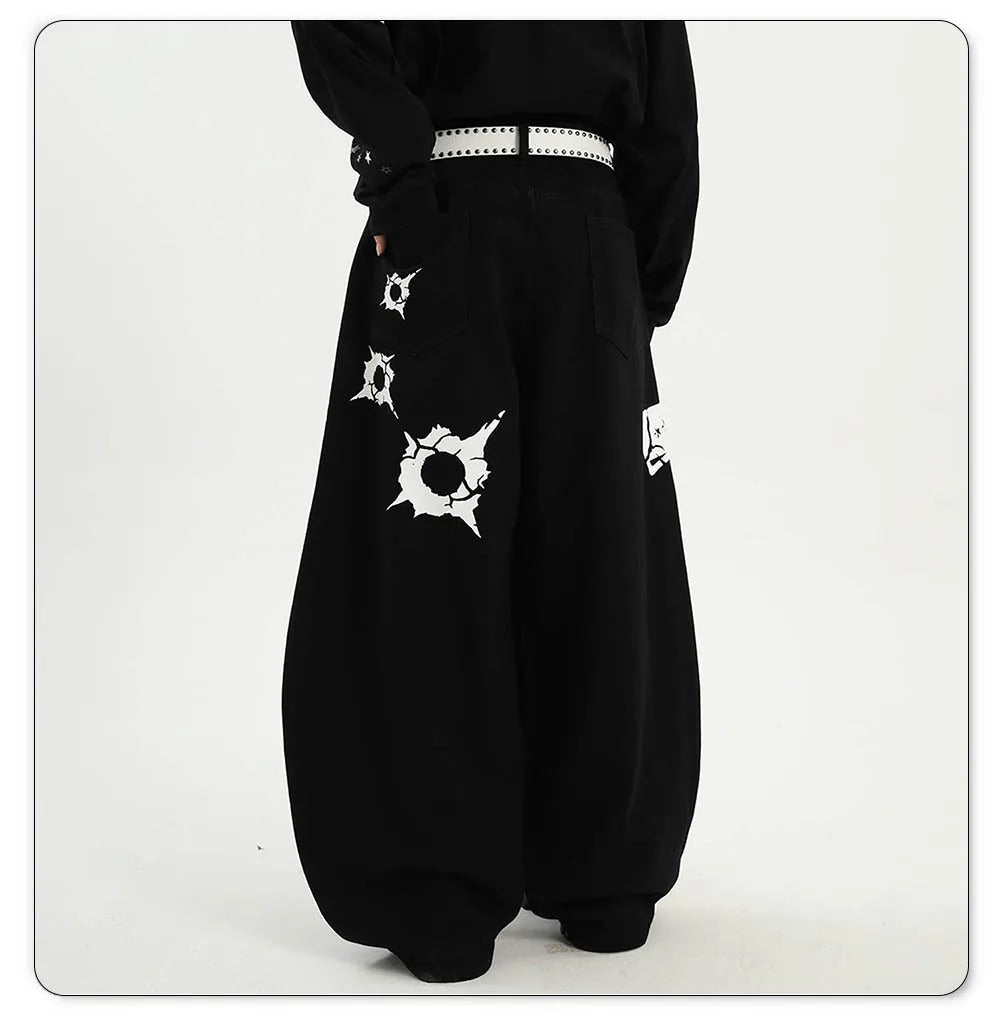 Pistol Print Wide Leg Pants