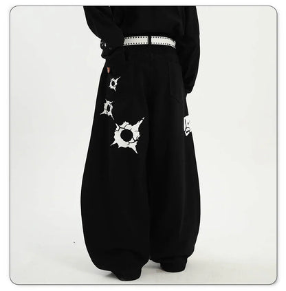 Pistol Print Wide Leg Pants