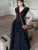 Casual Solid Midi Dresses for Women Korean Chic V-neck Backless High Waist Puff Sleeve A-line Party Dress Summer Vestidos Mujer