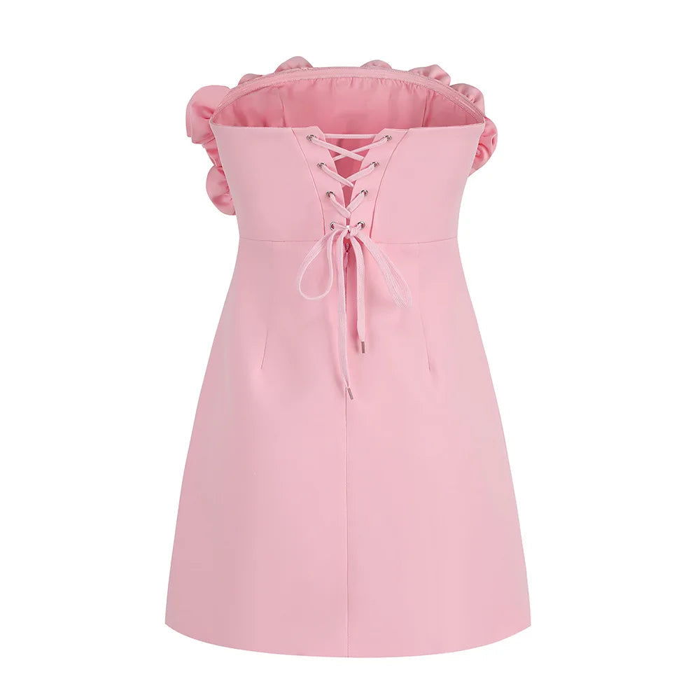 Bonnie Strapless Dress with Flower Applique