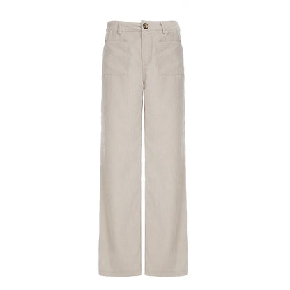 Causal All-Match Basic Corduroy Pants Women Elegant Gentle Loose Wide Leg Pants Simple High Fashion Autumn New