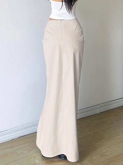 Solid High Split Ribbon Elegant Sexy Boho Skirts Women Summer Vacation Outfits