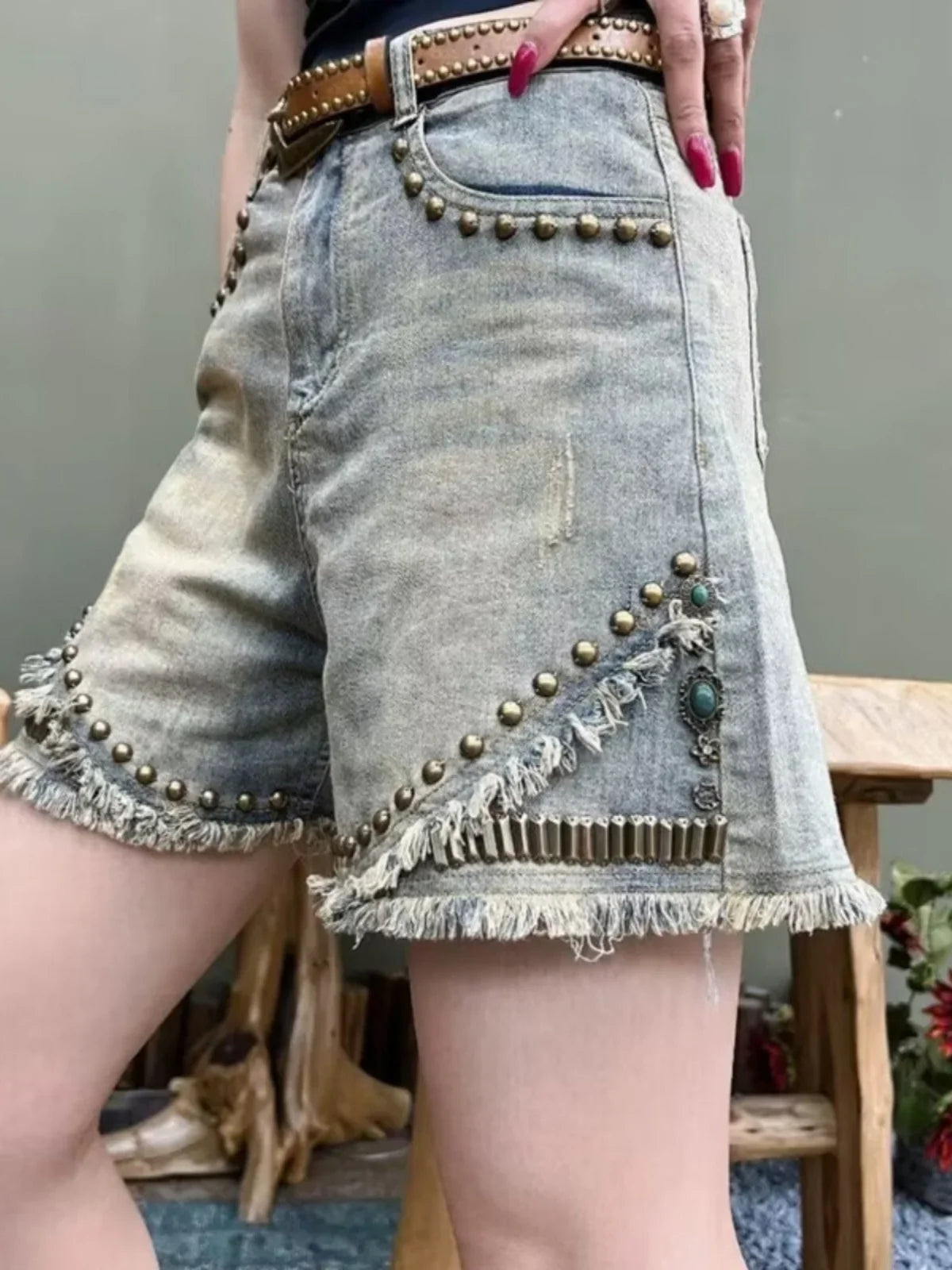 Wide Leg Tassel Detail Shorts