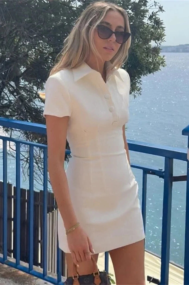 Short Sleeve High Waist Patchwork Mini Dress