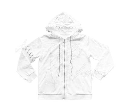 Harajuku Cross Lace-up Splicing Hoodie