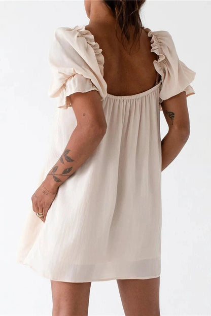 Square Neck Puff Sleeve Mini Dress