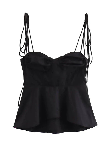 White Smocked Strappy Camisole Sleeveless Ruffle Slim Bra Solid Color Streetwear Y2k Tops Camisole